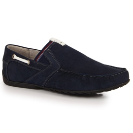 Mocassini da uomo in pelle blu navy Łukbut 1800