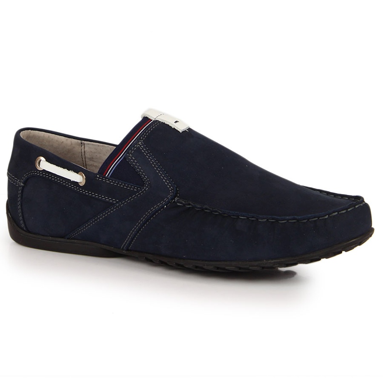 Mocassini da uomo in pelle blu navy Łukbut 1800