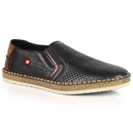 Scarpe da uomo traforate blu navy Rieker B5297-14