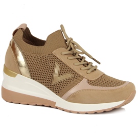 Scarpe stringate da donna, beige Vinceza