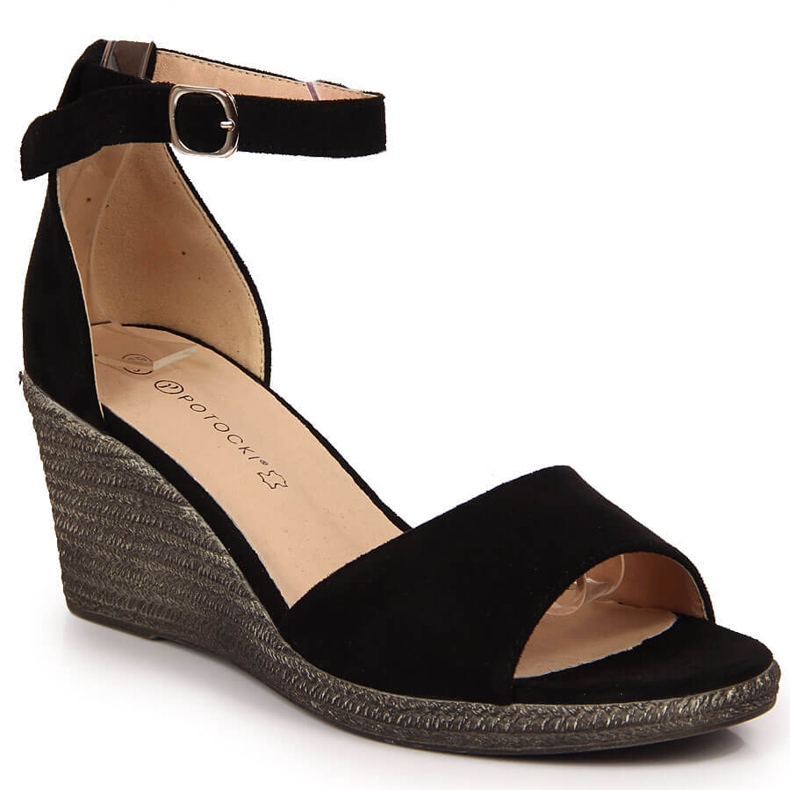 Sandali neri con zeppa da donna Potocki nero