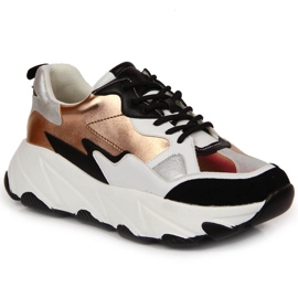 Sneakers da donna sulla piattaforma Potocki bianca e oro bianco d'oro