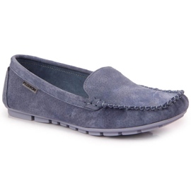 Mocassini da donna in pelle blu Vinceza