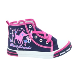 American Club Sneakers blu navy americane TEN13 con cerniera rosa