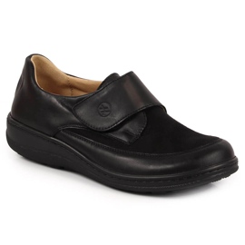 Scarpe da donna in pelle con velcro nere Helios 395 nero