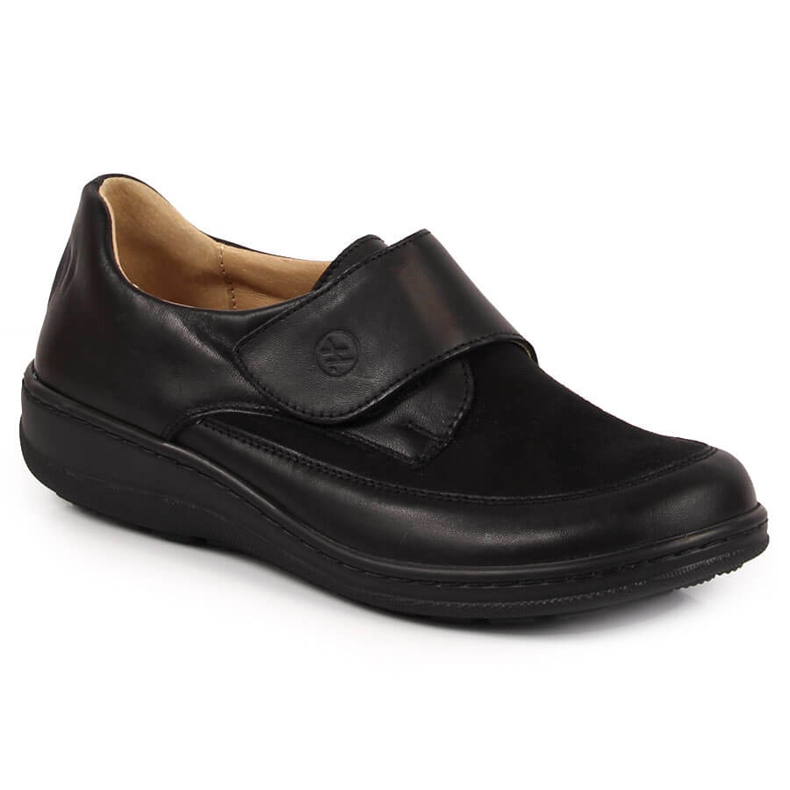 Scarpe da donna in pelle con velcro nere Helios 395 nero