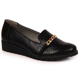 Scarpe da donna traforate con catena, Jezzi nere nero