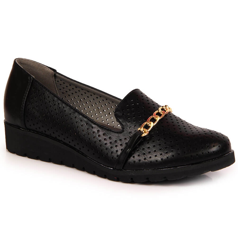 Scarpe da donna traforate con catena, Jezzi nere nero