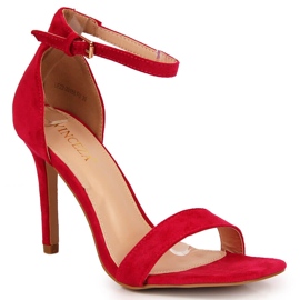 Sandali con tacco alto in camoscio fucsia Vinceza rosa