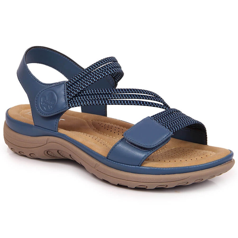 Sandali sportivi da donna con velcro blu Rieker V8873-14