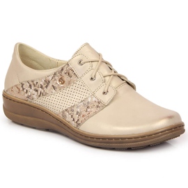 Scarpe comode da donna in pelle dorata Helios 399 d'oro