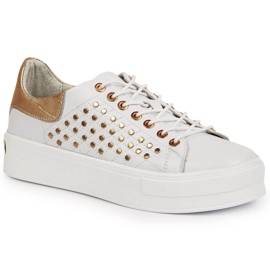 Sneakers da donna in pelle con rivetti bianchi Filippo bianca