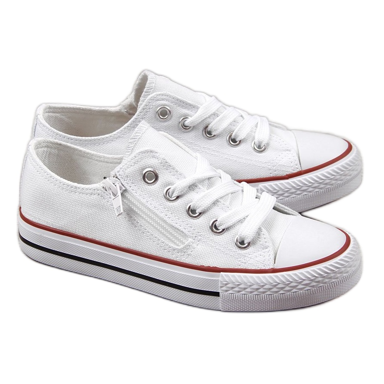 Sneakers basse da bambino con cerniera, bianche NEWS bianca