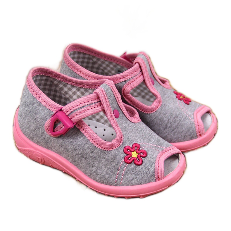 Ciabatte da bambina, sandali, grigio casa Nazo rosa
