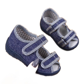 Ciabatte bambino sandali casa blu navy e grigio Nazo