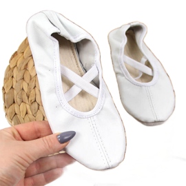 Ballerine in pelle su elastici, Nazo bianche bianca