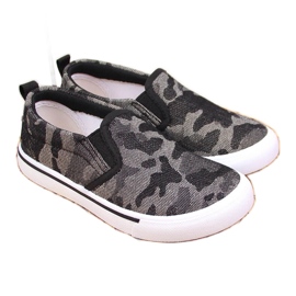 Sneakers slip on ciabatte per la scuola materna, mimetiche nere Atletico nero