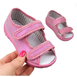 Ciabatte da bambina, sandali home rosa scintillanti Nazo