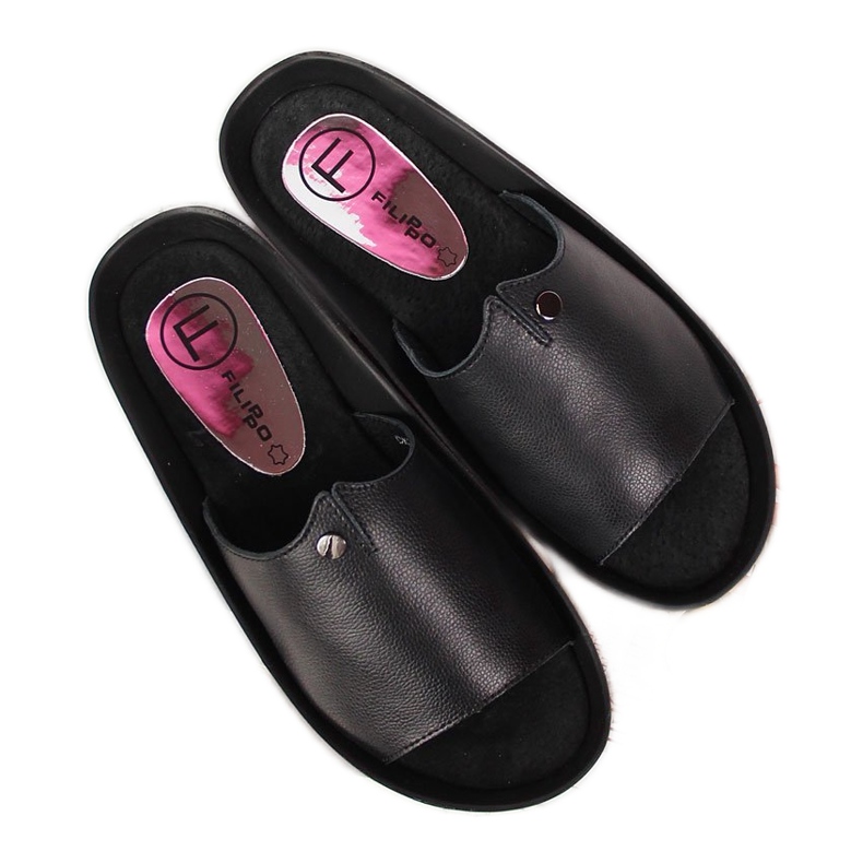 Ciabatte da donna in pelle nera Filippo platform nero