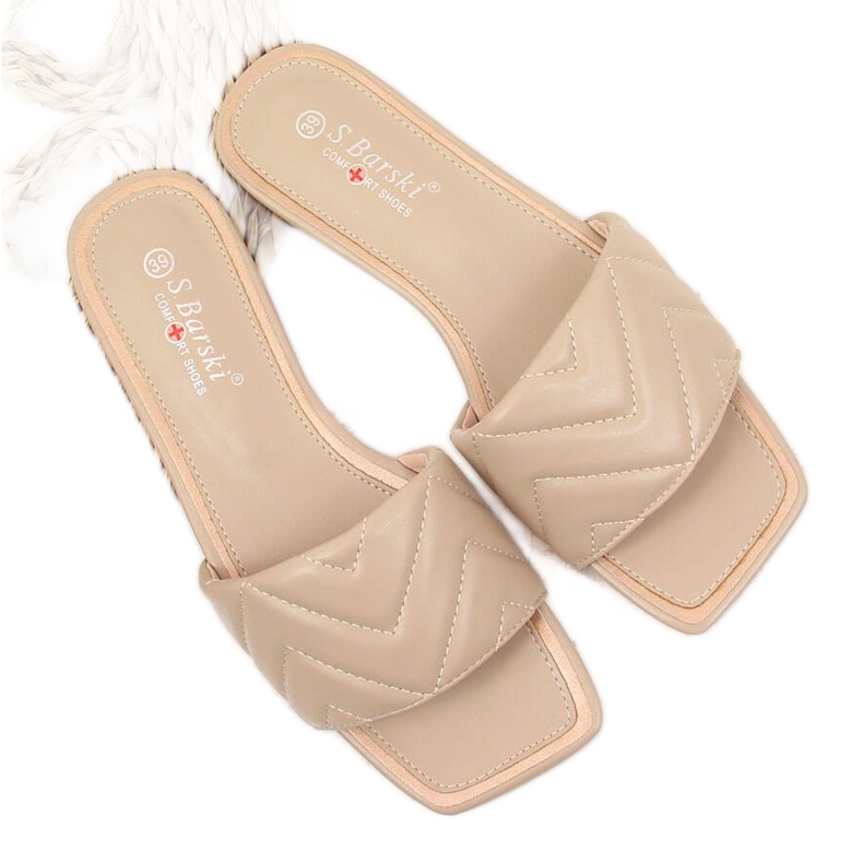 S.Barski Ciabatte da donna trapuntate beige S. Barski