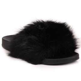 Ciabatte da donna Jezzi nere con pelliccia nero