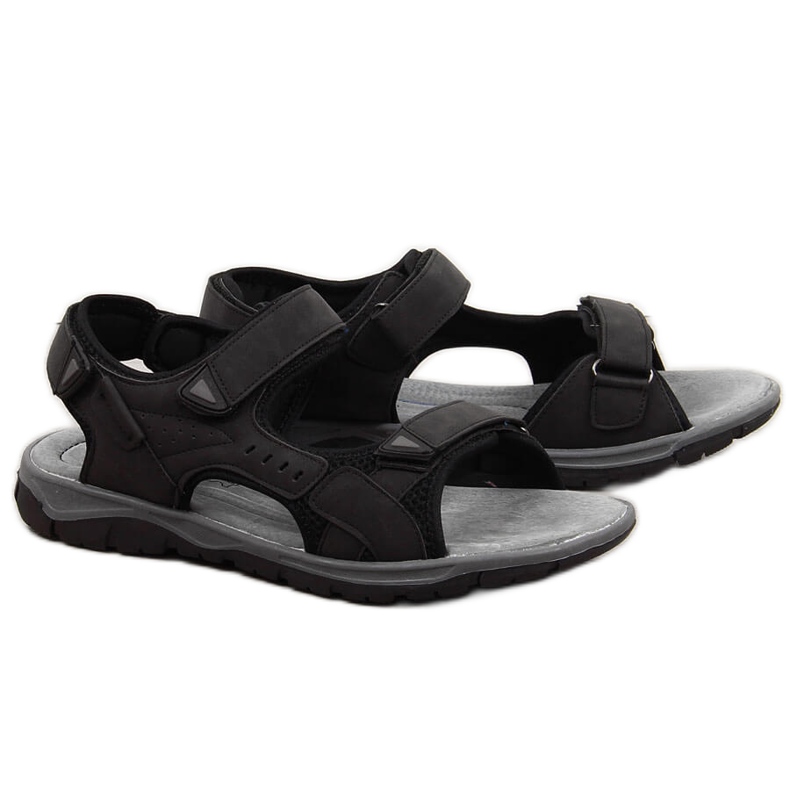 Sandali sportivi da uomo Black American Club con velcro nero