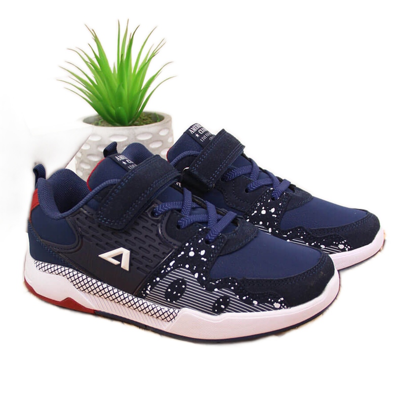 Scarpe sportive per bambini con velcro blu navy American Club