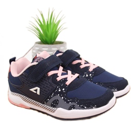 Scarpe sportive da bambina con velcro blu navy American Club