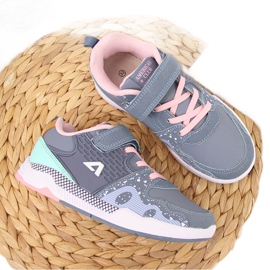 Scarpe sportive da bambina con velcro, elastici American Club grigi rosa grigio