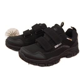 Scarpe da trekking per bambini impermeabili con velcro nere American Club nero