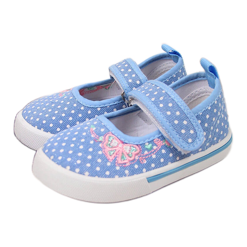Ballerine in velcro con pois Atletico blu