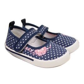 Ballerine in velcro con pois blu navy e bianchi Atletico bianco