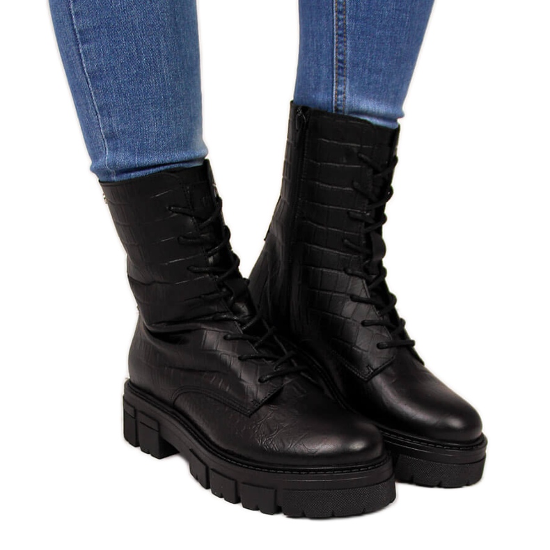 Stivali in pelle da donna neri Goe II2N4099 nero