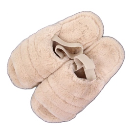 Pantofole da donna in pelliccia beige Seastar