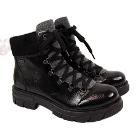 Stivali isolati da donna laccati neri Rieker Z9132-00 nero