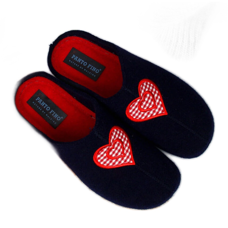 Pantofole da donna in feltro blu navy Panto Fino