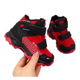 Doposci da bambino impermeabili con chiusura strappo rosso American Club nero