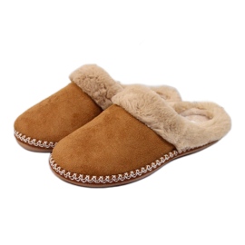 Ciabatte da casa da donna con pelliccia Cloxx cammello marrone