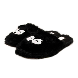 Pantofole da donna in pelliccia Cloxx nere con orecchie nero