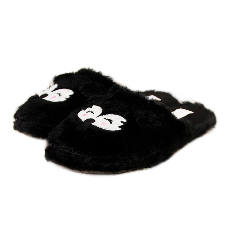 Pantofole da donna in pelliccia Cloxx nere con orecchie nero