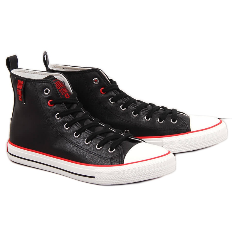 Sneakers alte da uomo con Big Star in ecopelle nera JJ174070 nero
