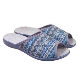 Ciabatte da casa da donna modello norvegese grigio Befado blu