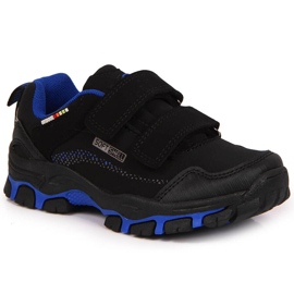Scarpe da trekking per bambini, velcro, nere e blu, American Club nero
