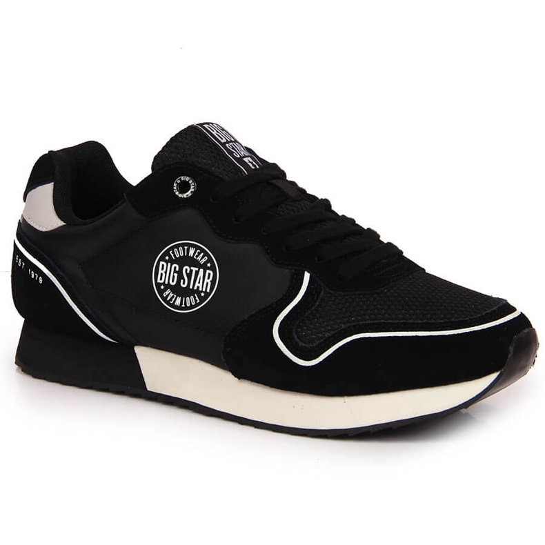 Scarpe sportive da uomo in pelle nera Big Star JJ174140 nero