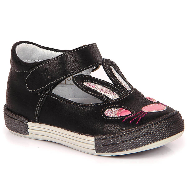Scarpe da bambina coniglietti con velcro Kornecki 6480 nero