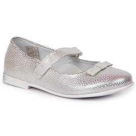 Ballerine da bambina comunione con velcro argento Kornecki 6493