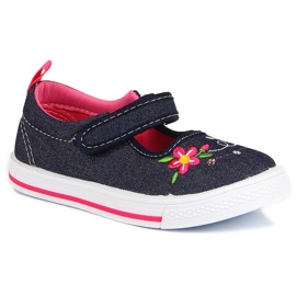 Sneakers da bambina in jeans American Club blu navy rosa