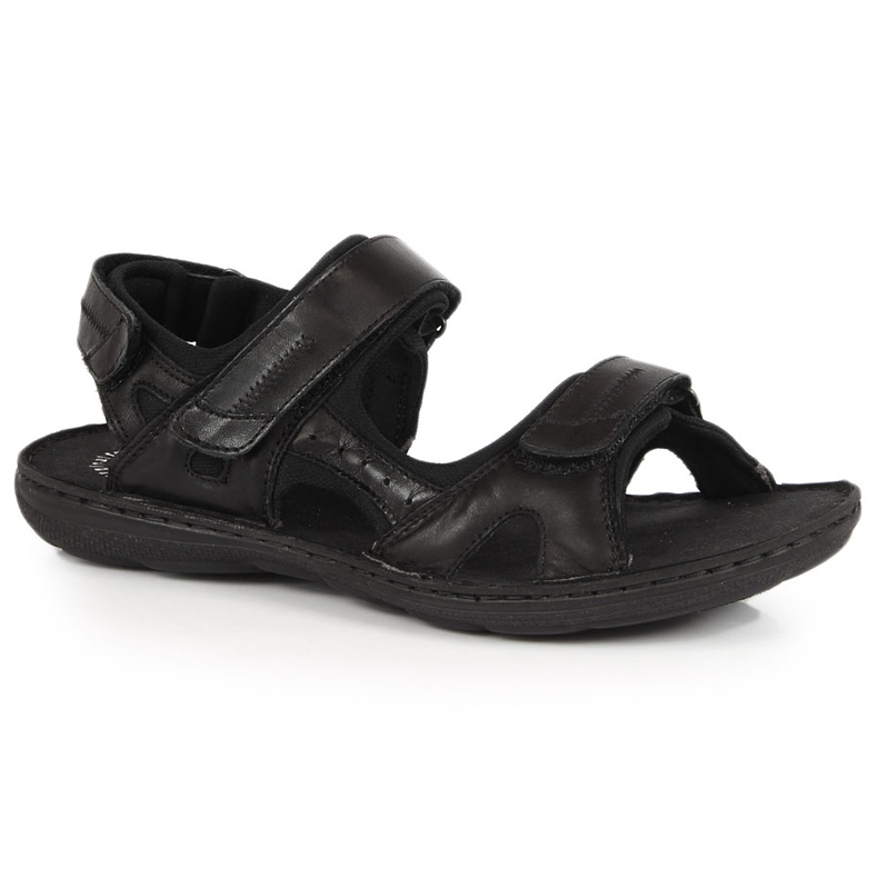 Sandali neri da uomo in pelle con chiusura in velcro Łukbut 991 nero