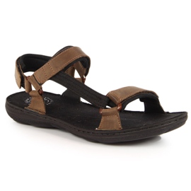 Sandali da uomo in pelle con velcro marrone Łukbut 990