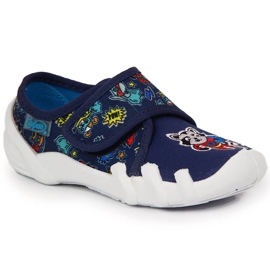 Ciabatte da bambino per la scuola materna con velcro Befado blu navy